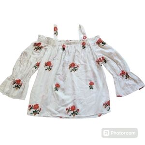 New Maurices Embroidered Cold Shoulder Bell Sleeve Top sz M